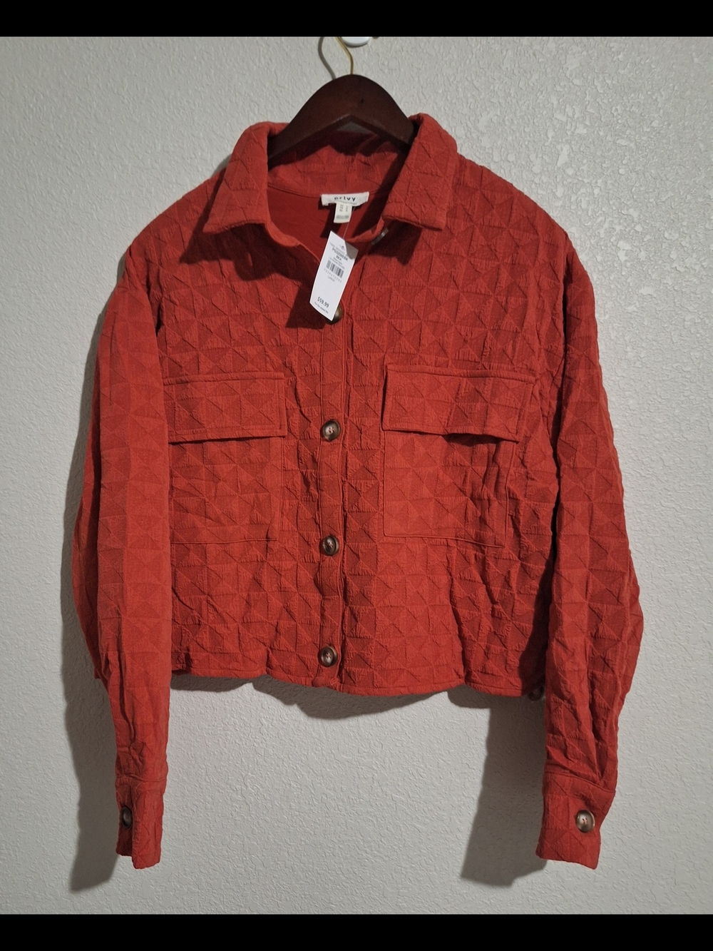 privy Textured Quilted Jean Jacket - Rust